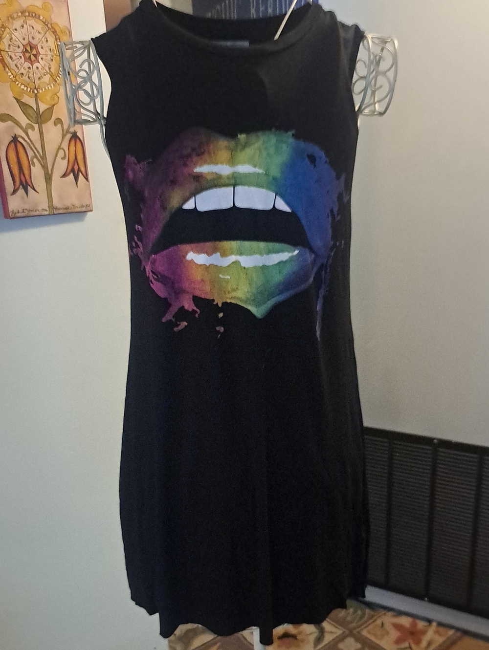 Lauren Moshi Rainbow Lips Sleeveless Dress, Sz S